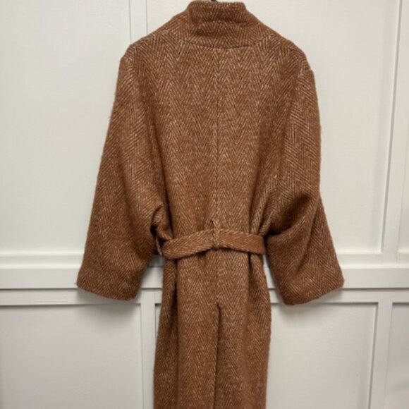 ASM Anna 100% Brown Chevron Wool Coat. Never Been Worn! - Picture 3 of 6